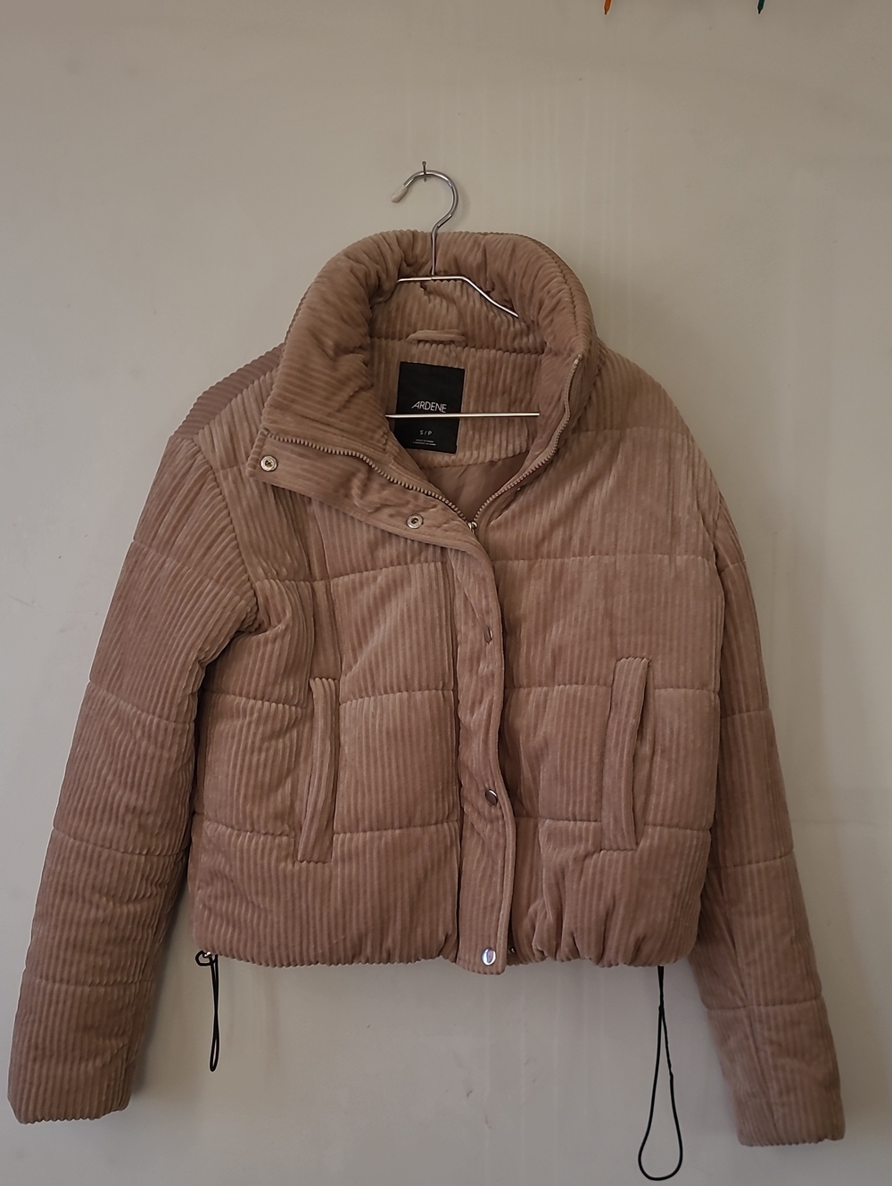Ardene Corduroy Quilted Puffer Jacket in Taupe